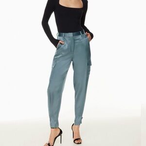 Aritzia Babaton Refined Satin Cargo Pants Slab Blue Size 10